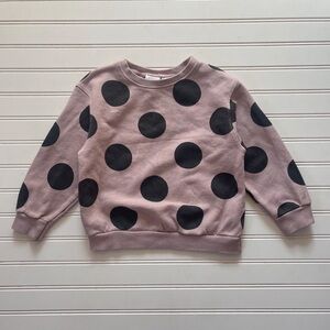 ZARA VGUC Dusty Mauve w/ Black Polka Dots Garment Dyed Crewneck
